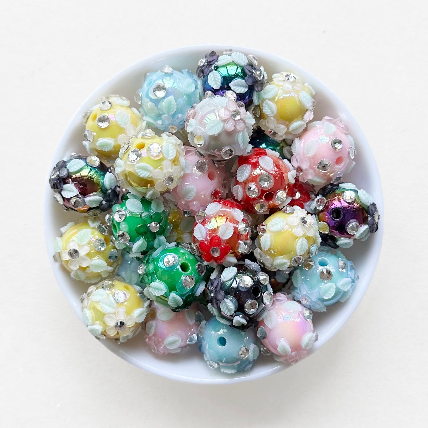 20mm Leaf Floral Resin Ball, Fancy Beads Mix