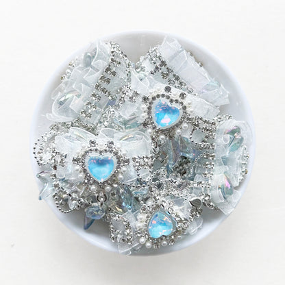 Heart Gem Dangle Fancy Beads, Lace Rhinestone Acrylic Beads
