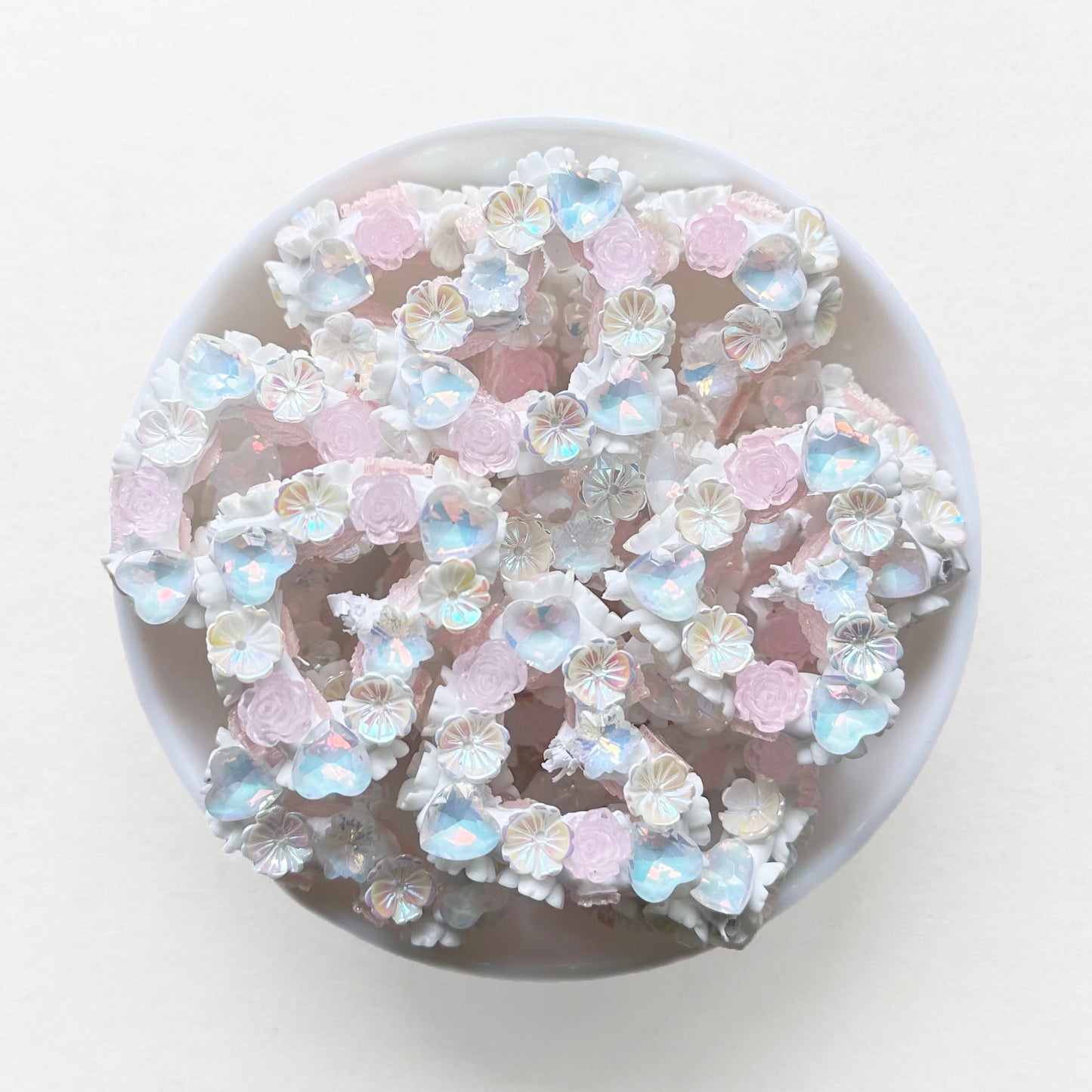 Flower Rhinestone Heart Frame Fancy Beads