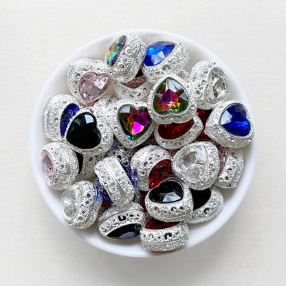 Hollow Heart Gemstone Metal Beads