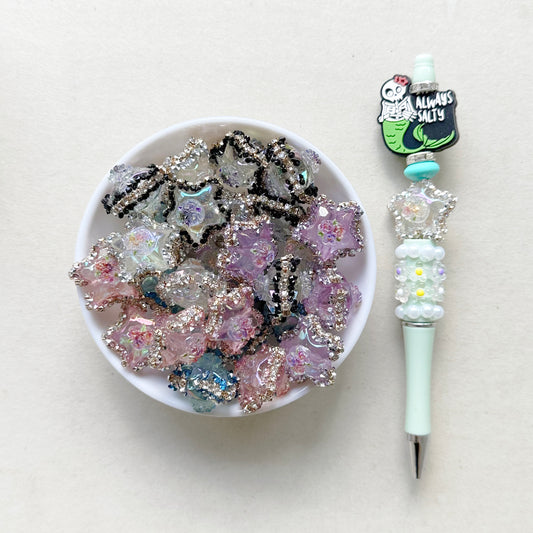 Bling Star Rhinestone Beads for Pen, Acrylic Beads, Fancy Beads