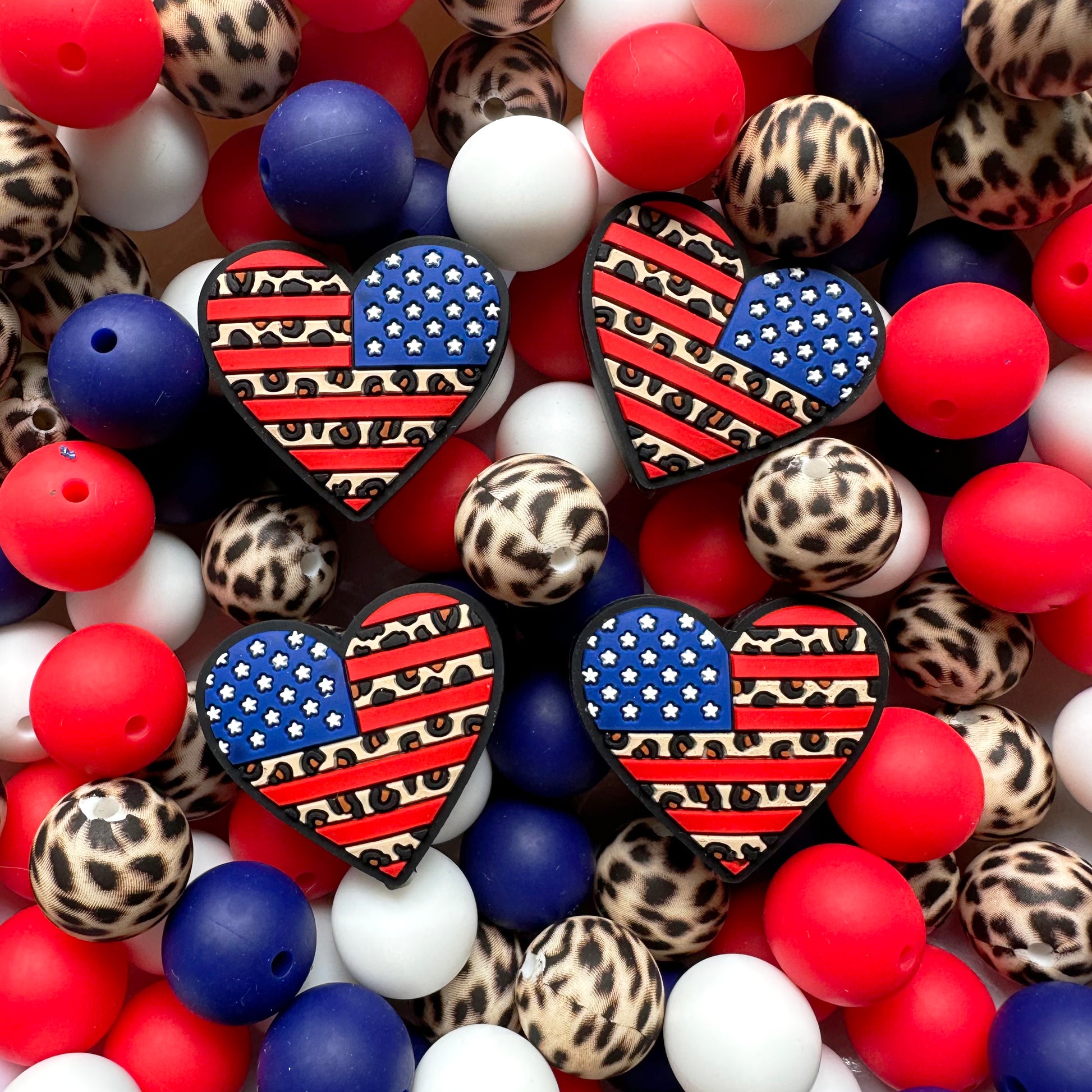 24/48Pcs Assorted Beads, Assorted Patriotic Beads&15mm Beads