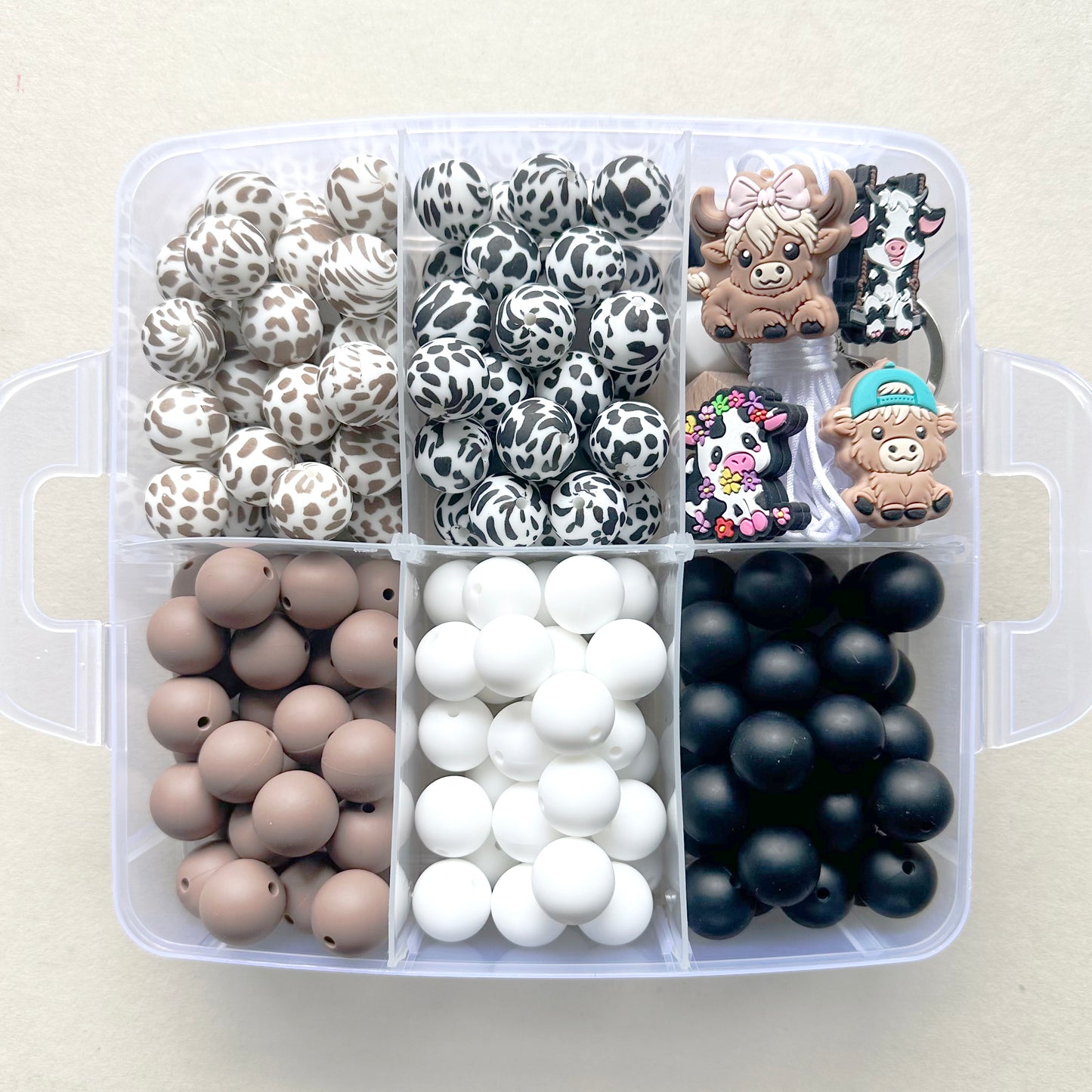 165Pcs Cow Beads Kit, Silicone Beads Kit, Focal Beads, Assorted Beads