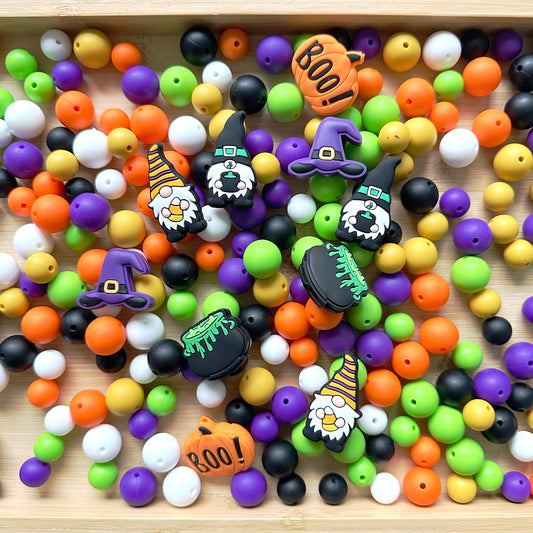 250Pcs Halloween Beads, Assorted Silicone Beads