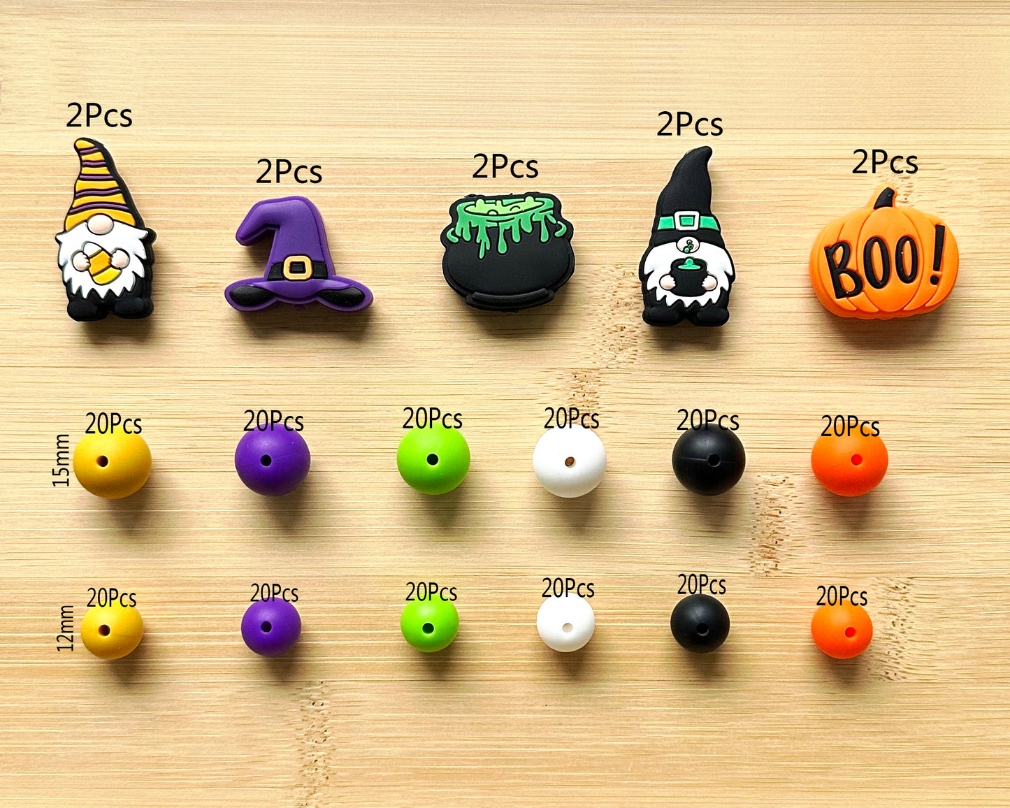 250Pcs Halloween Beads, Assorted Silicone Beads