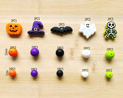 210Pcs Assorted Halloween Silicone Beads