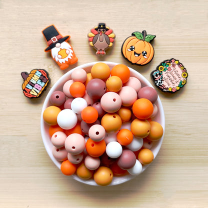 105Pcs Fall Thanksgiving Assorted Silicone Beads