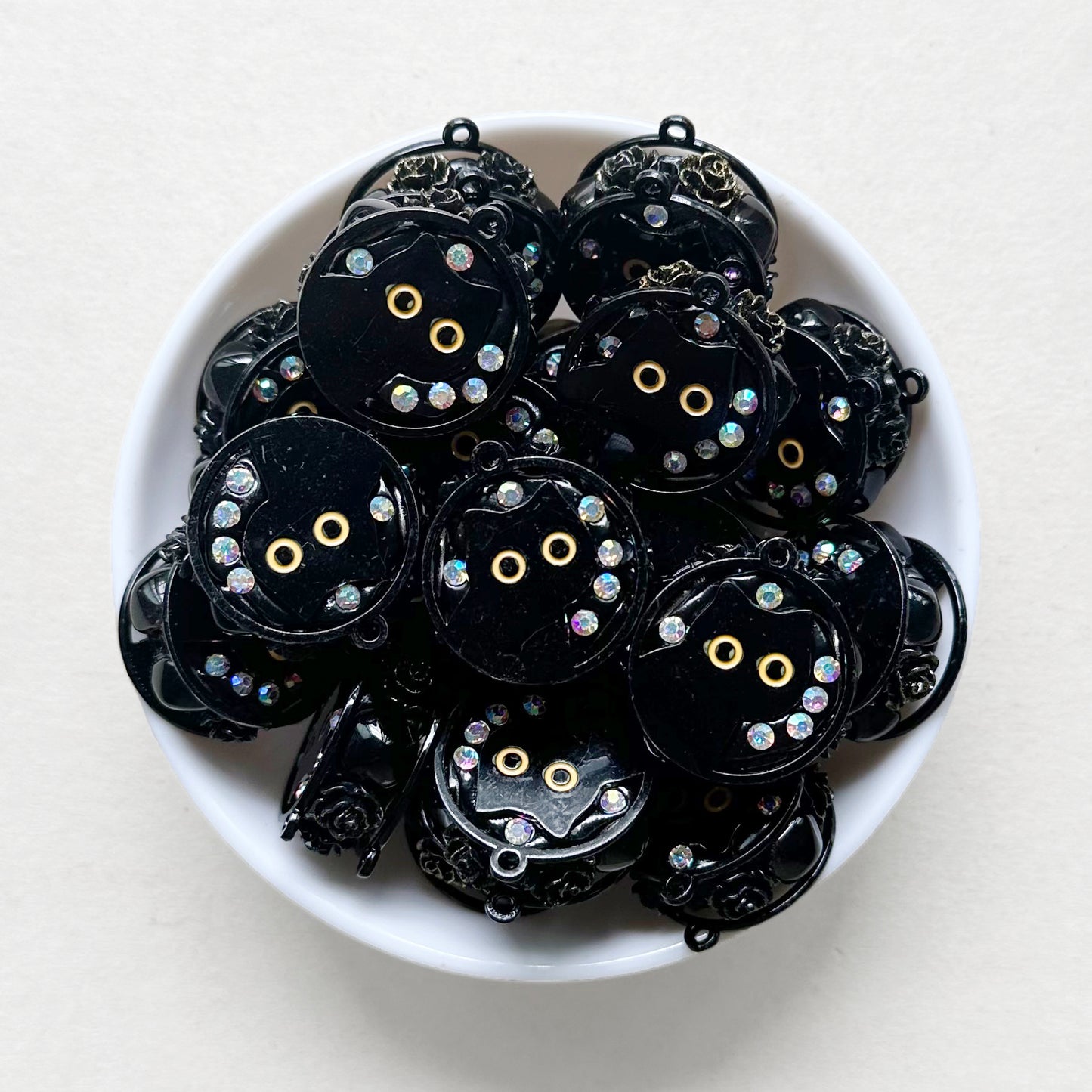 Black Cat Metal Polymer Clay Focal Beads for Pen,Halloween Beads