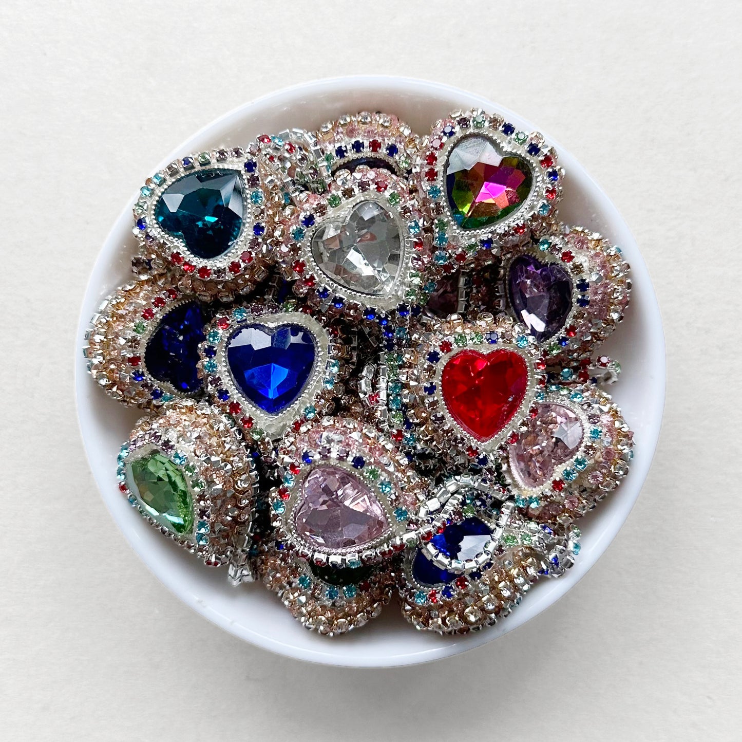 Fancy Gem Rhinestone Heart Beads, Dangle Beads