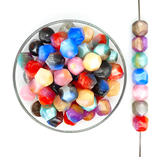 16mm Geometric Glitter Acrylic Bubblegum Beads