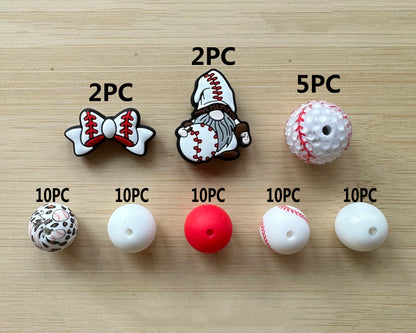 59Pcs Assorted White Baseball Beads