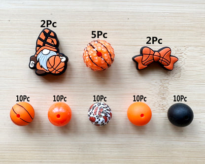 59Pcs Basketball Assorted Beads, Silicone Beads,Bubblegum Beads