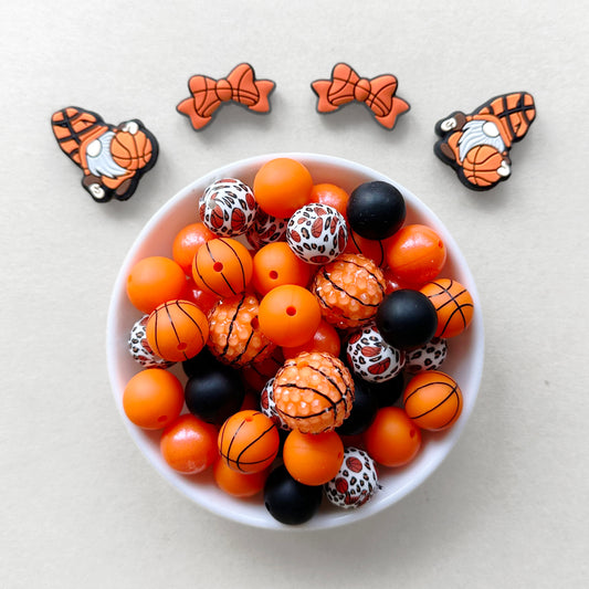 59Pcs Basketball Assorted Beads, Silicone Beads, Loose Lot