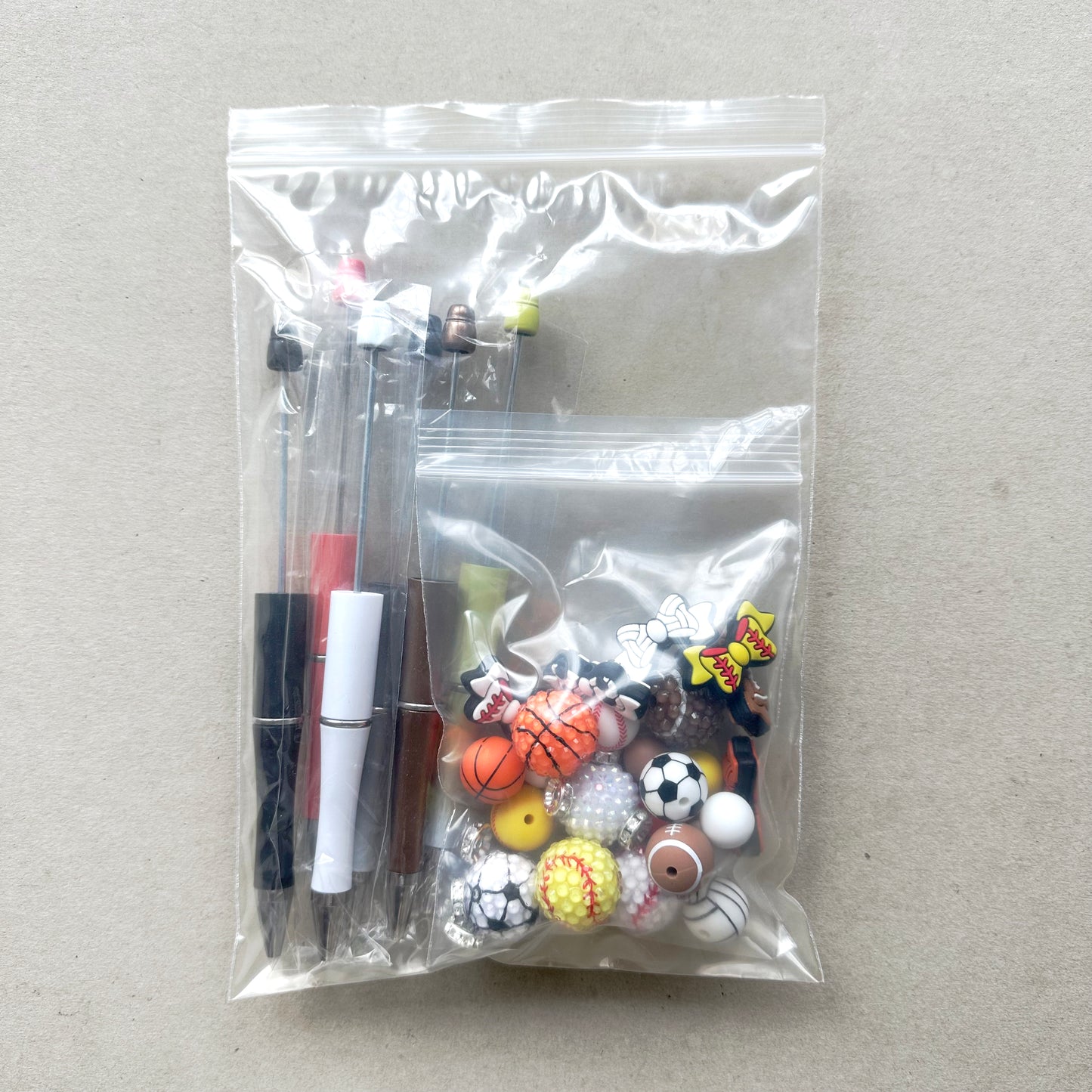 6Pcs Sport Ball Theme Beadable Pen DIY Kit