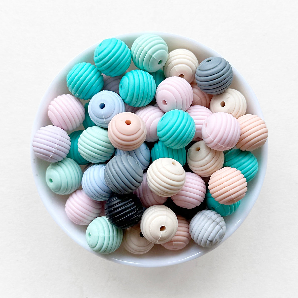 15mm Spiral Beads, Mixed Color Silicone Beads