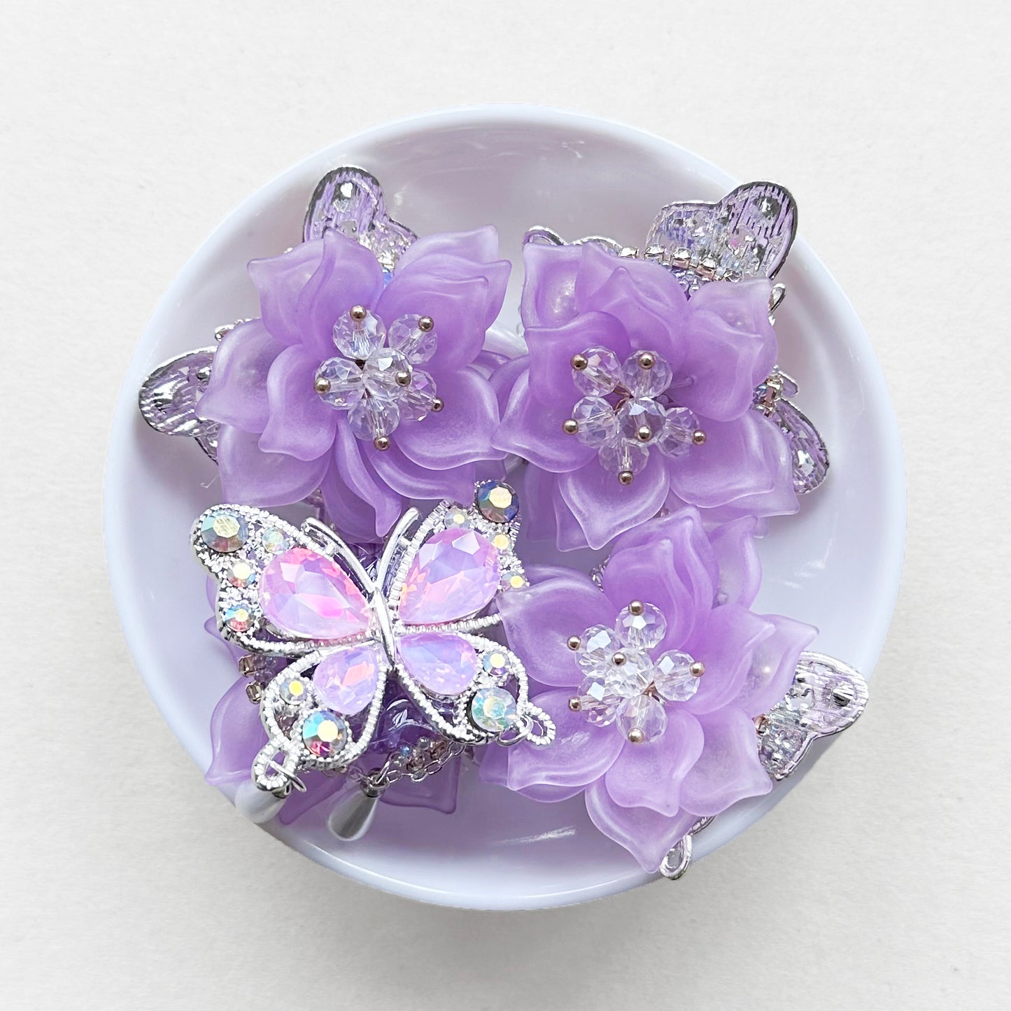 Fancy 3D Flower Beads, Sparkle Crystal Butterfly Beads For Pen Charm