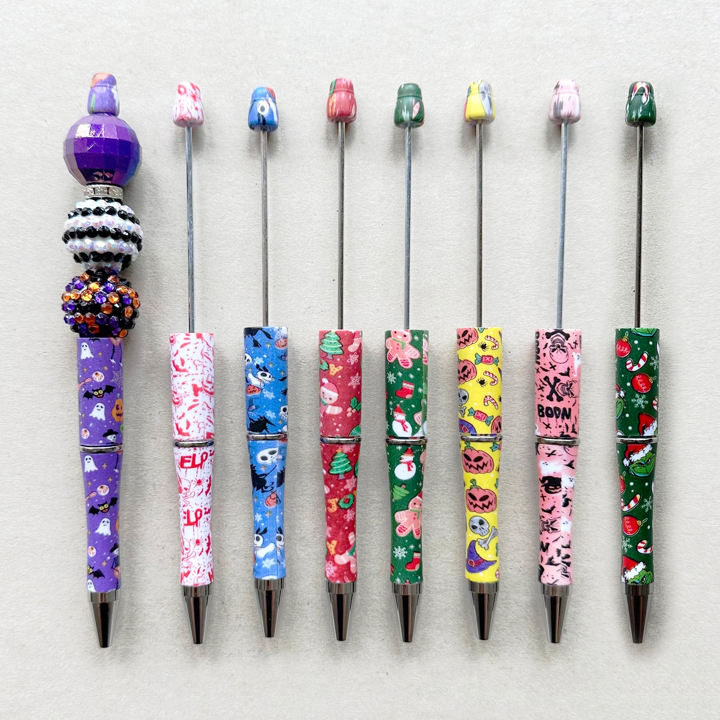 Christmas Halloween Print Beadable Pens,Beadable Bar Blank