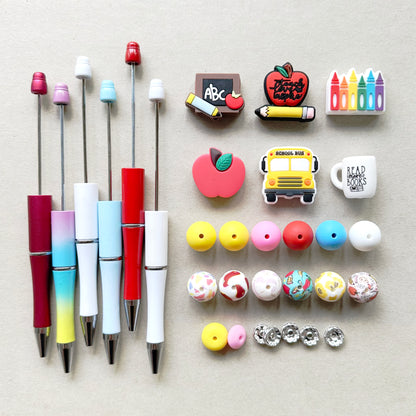 6 Sets School Teacher Beadable Pens DIY Kit