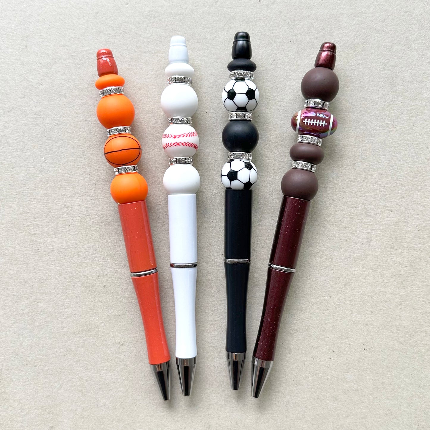 4Pcs Beadable Pen Kit,Sport DIY Beaded Pen,Assorted Beads Kit