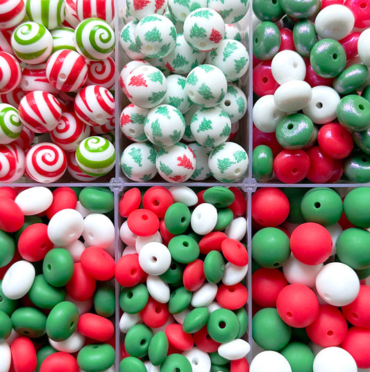 Loose Spacer Beads,Assorted Christmas Silicone Beads Mix