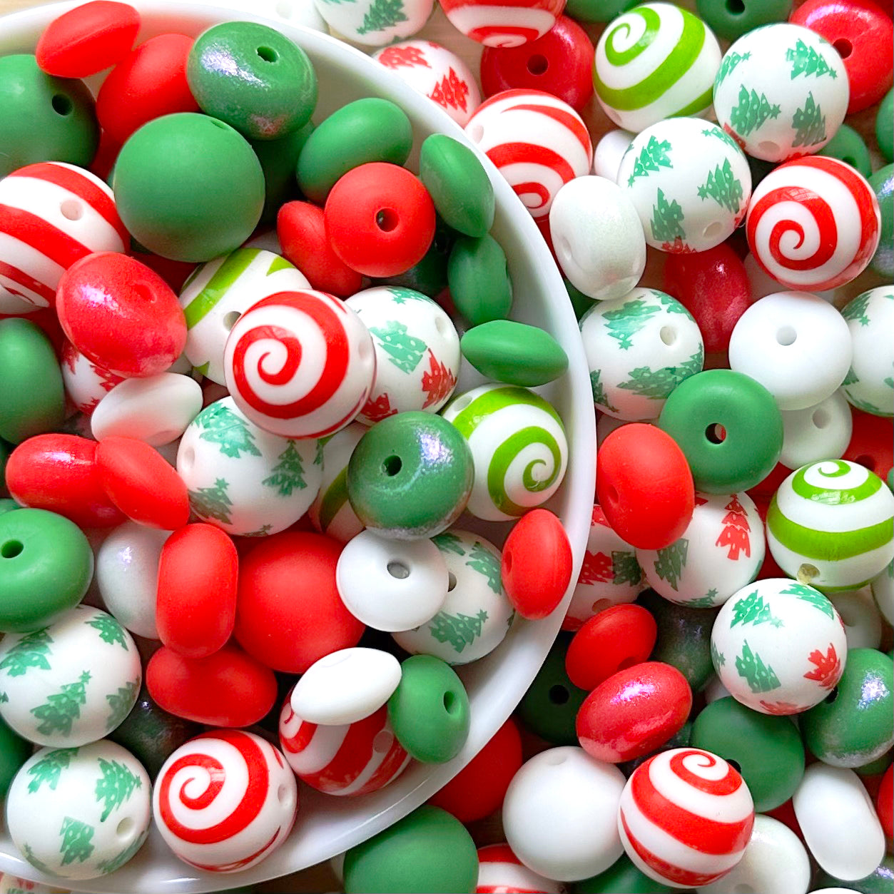 Loose Spacer Beads,Assorted Christmas Silicone Beads Mix