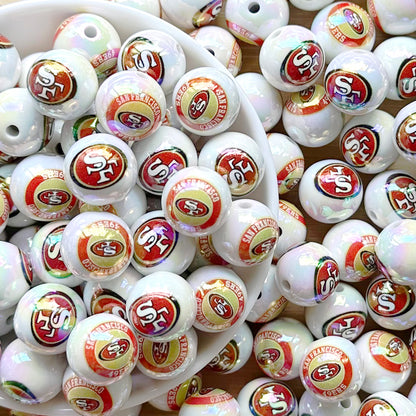 16mm UV Football Team Gumball Acrylic Beads