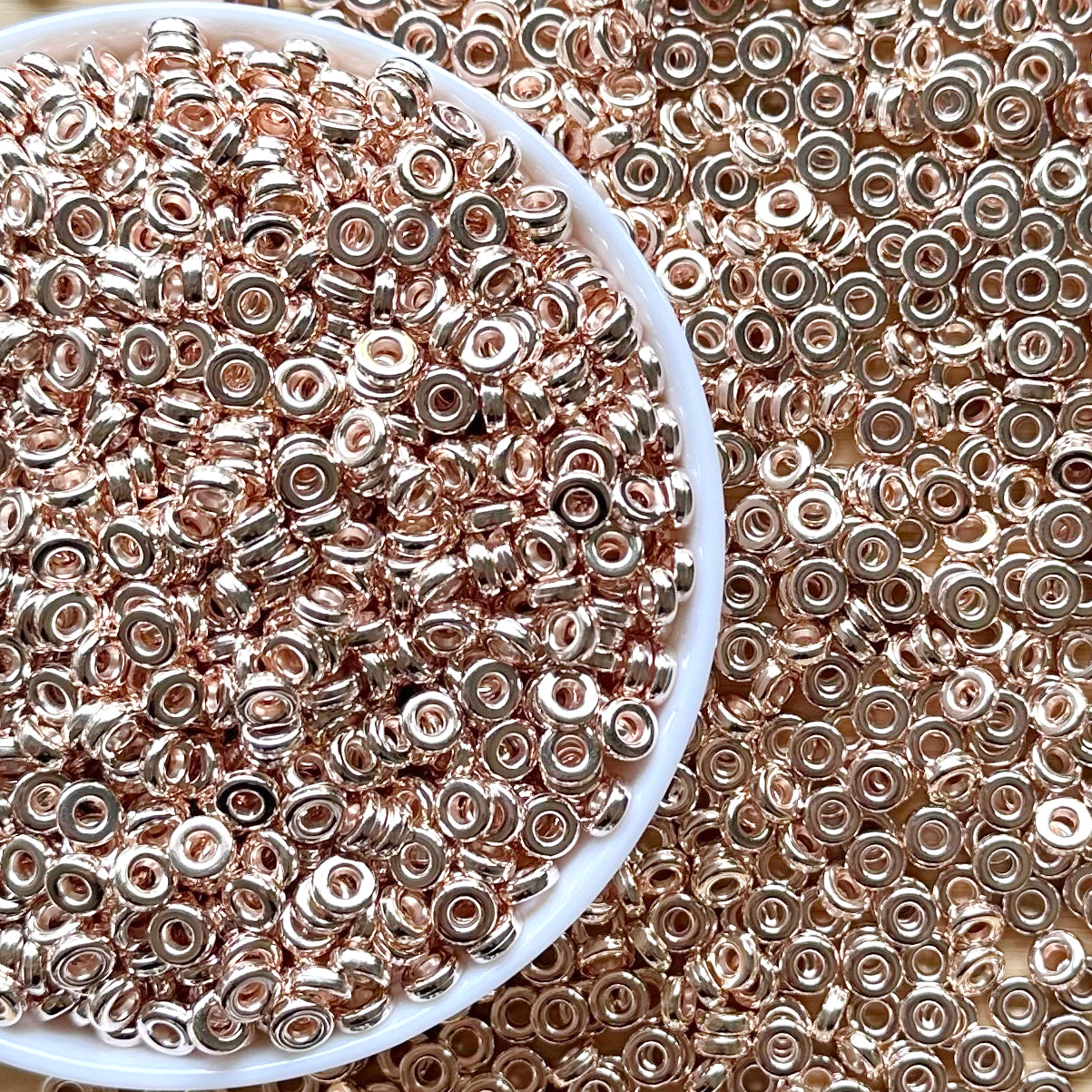 6mm Gold,Silver,Rose Gold Flat Disc Spacers,CCB Plastic Spacers Beads