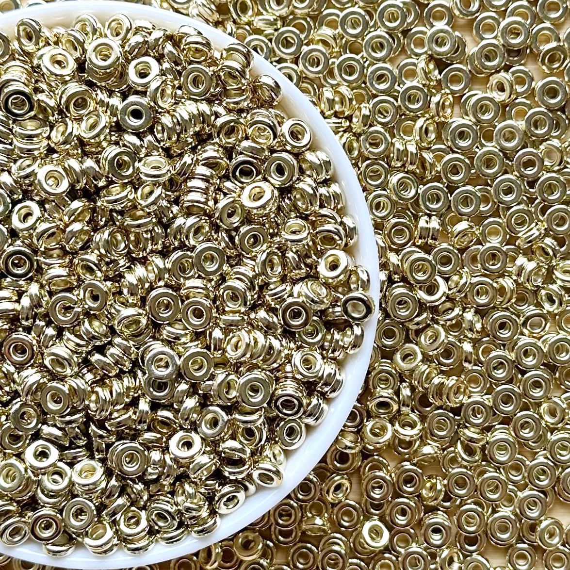 6mm Gold,Silver,Rose Gold Flat Disc Spacers,CCB Plastic Spacers Beads