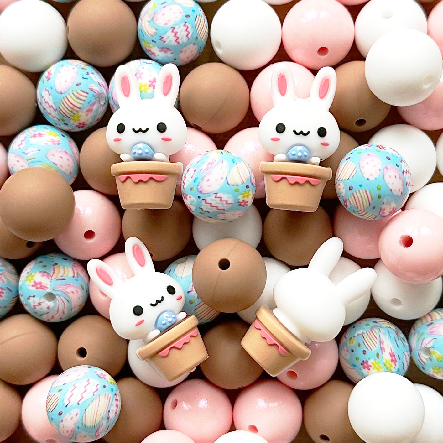 Rabbit Assorted Silicone Beads,24Pcs Beads Mix Lot,Pen Beads