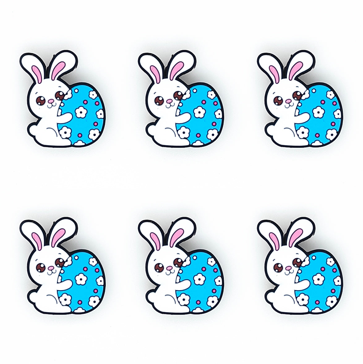 Rabbit Holding Blue Egg Focal Beads