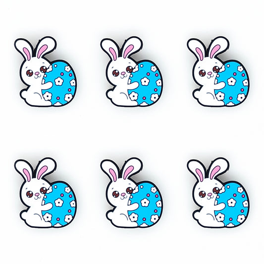 Rabbit Holding Blue Egg Focal Beads