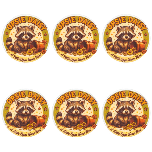 Raccoon Daisy Round Print Focal