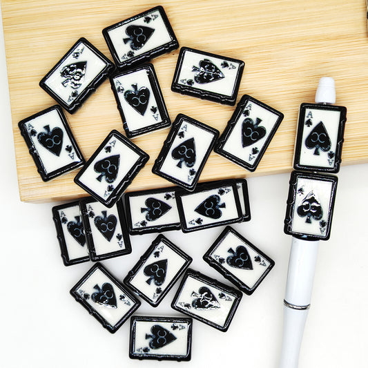 Rectangle Poker Beads,UV Acrylic Beads,Poker Jewelry Beads