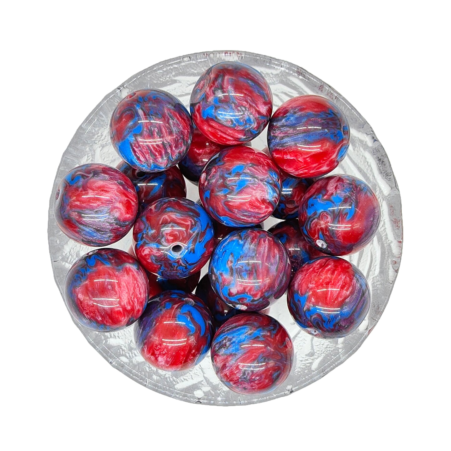 20mm Red Blue Swirl Chunky Bubblegum Acrylic Beads