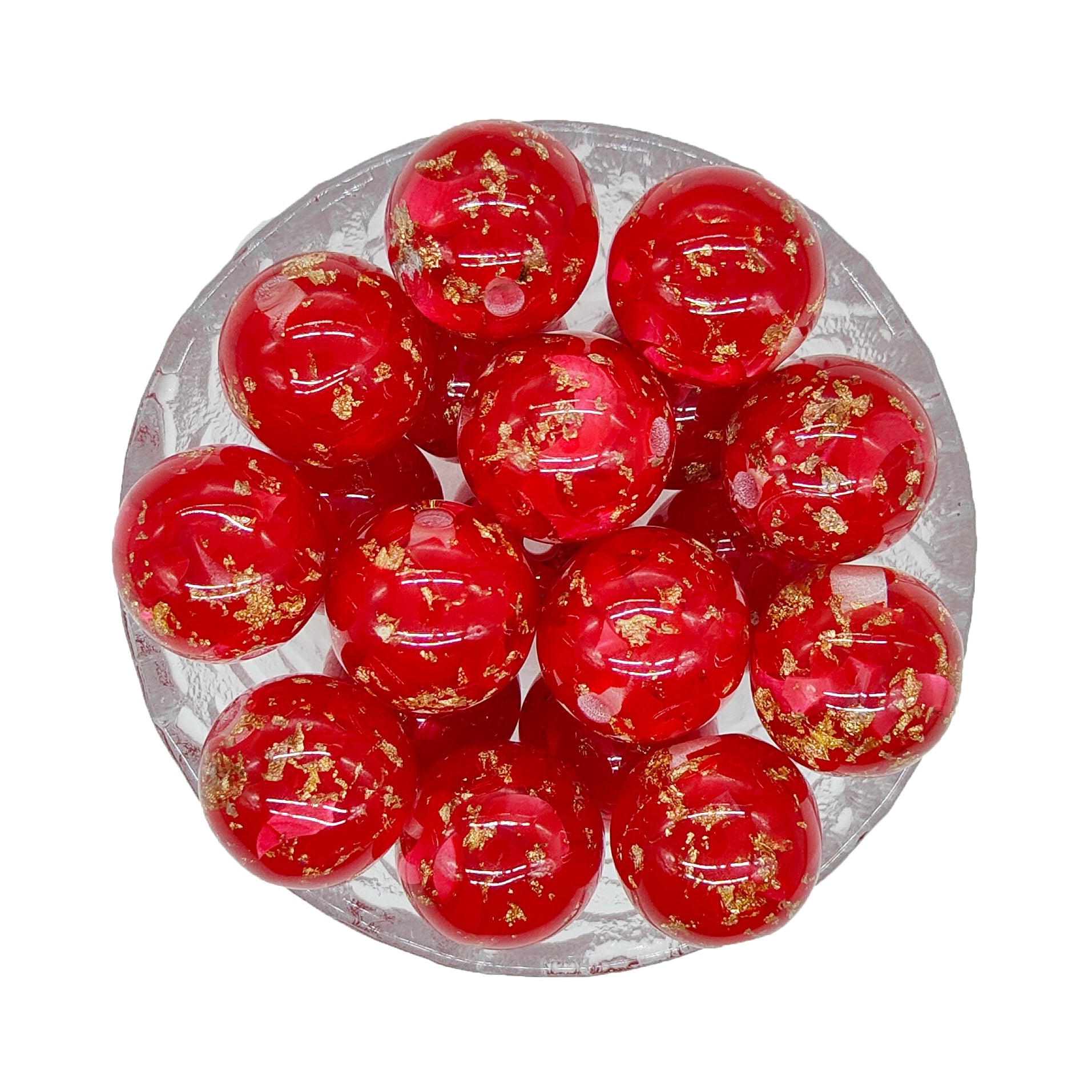 20mm Red Flake Chunky Bubblegum Acrylic Beads