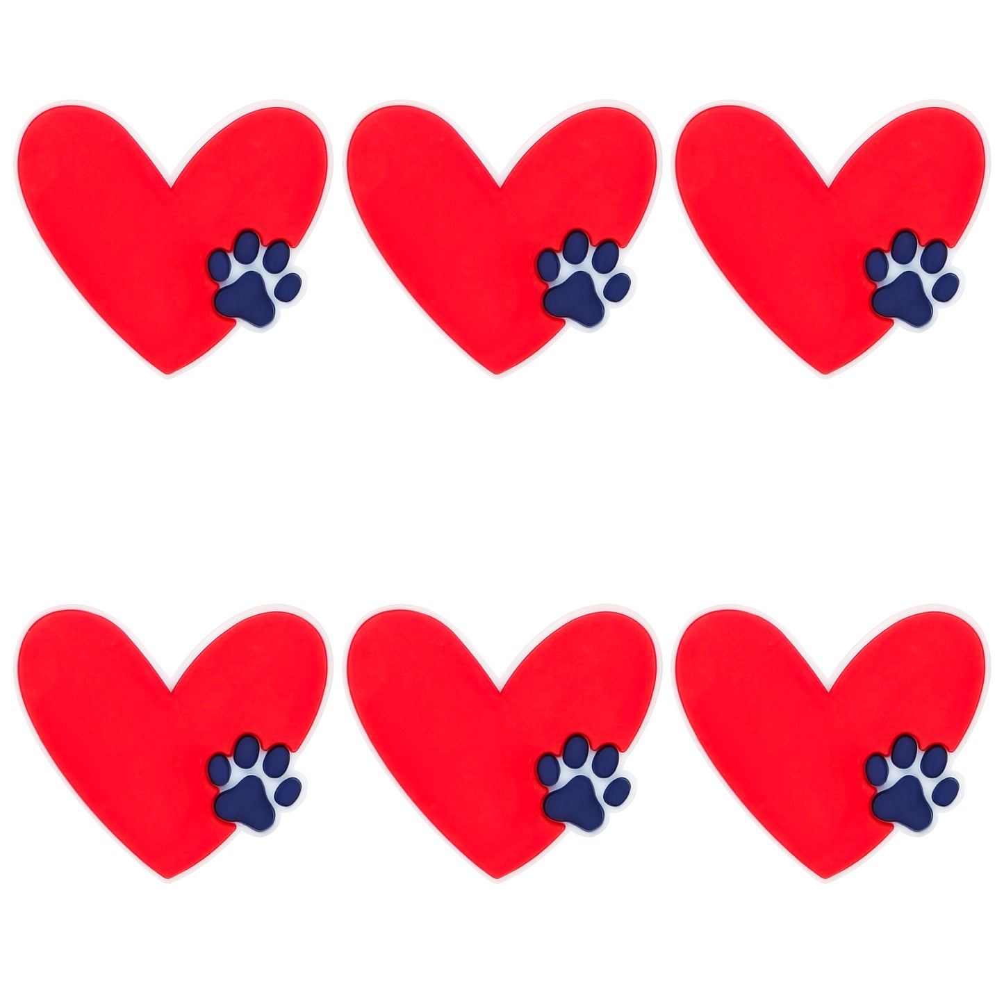 Red Heart Paw Print Focal