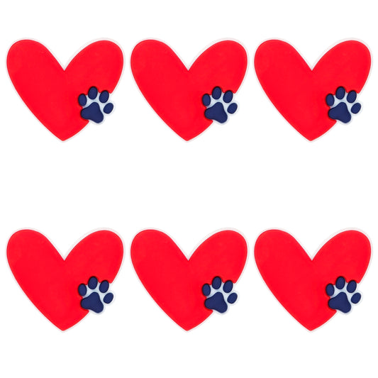 Red Heart Paw Print Focal
