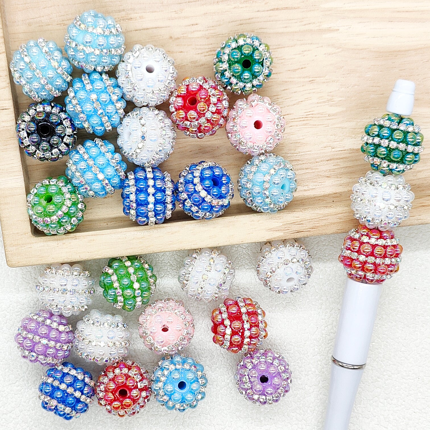 Rhinestone Chain Acrylic Beads,Gumball Fancy Beads