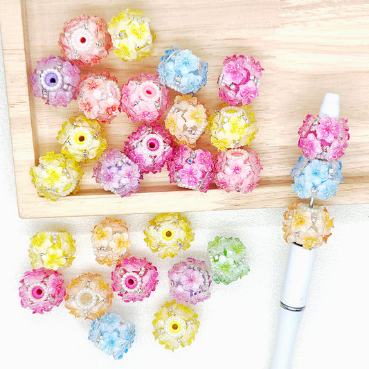 Rhinestone Flower Fancy Beads,Assorted Sparkle Acrylic Beads