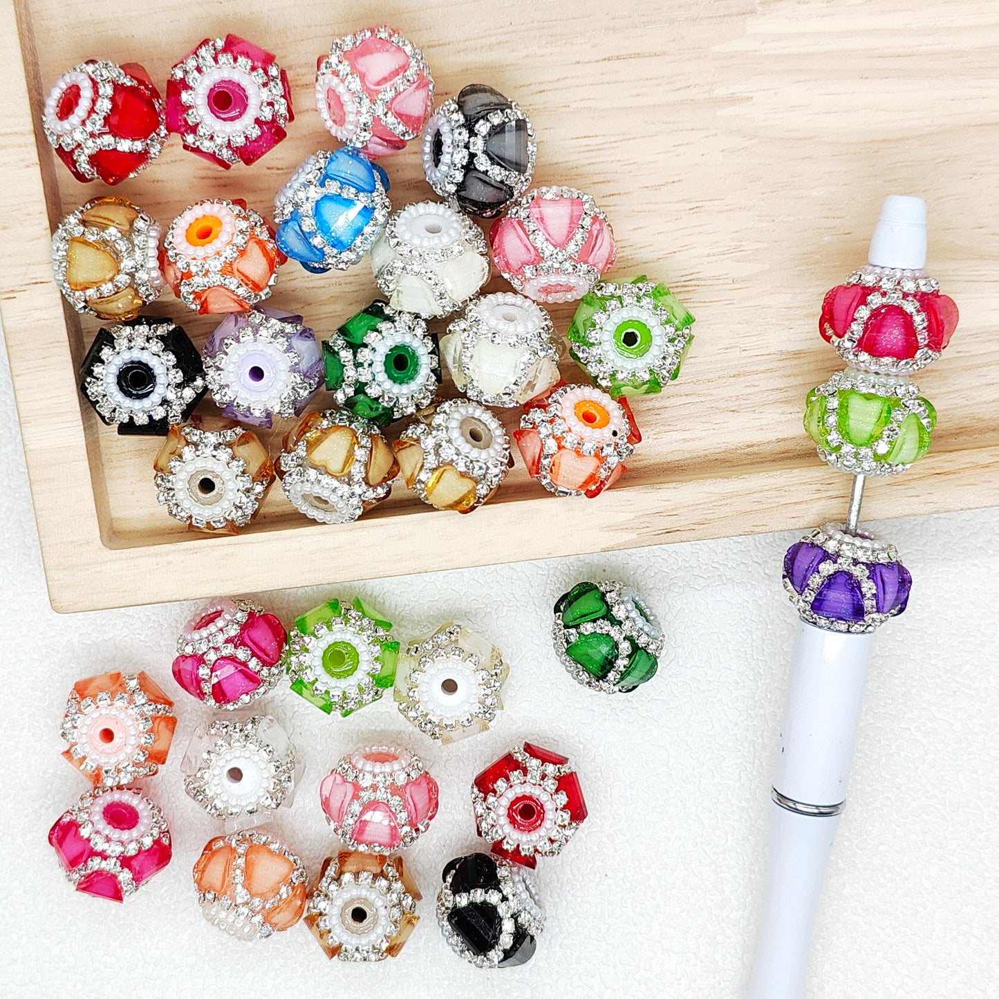 Rhinestone Sparkle Colored Crystal Acrylic Fancy Bead