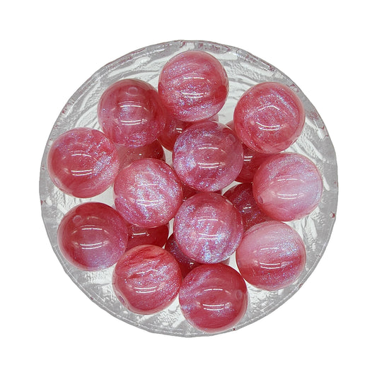 20mm Rose Glitter Chunky Bubblegum Acrylic Beads