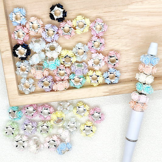 Rose Flower Metal Spacer Beads,Loose Floral Spacers