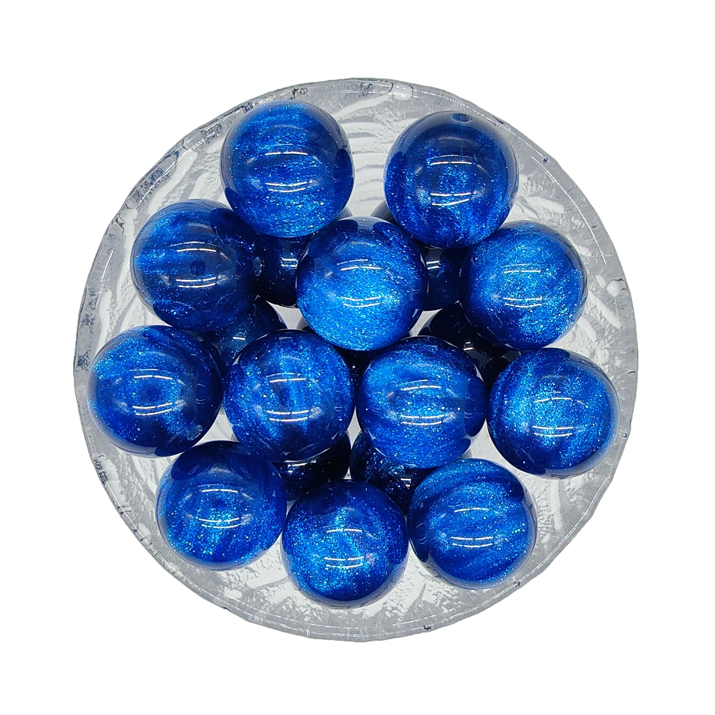 20mm Royal Blue Glitter Chunky Bubblegum Acrylic Beads