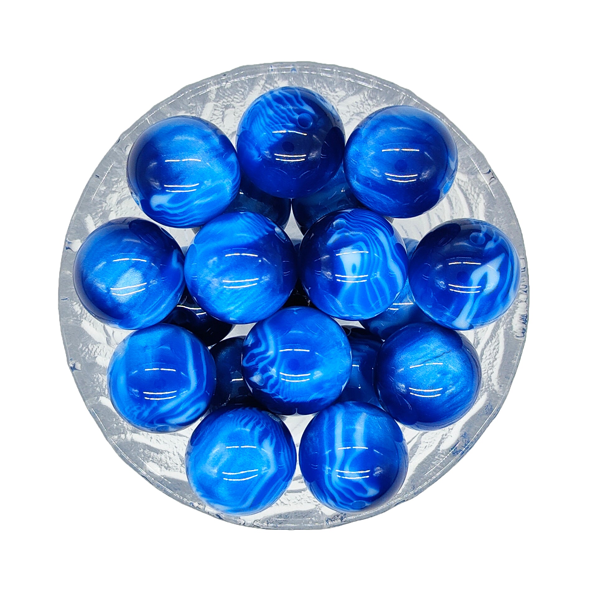 20mm Sapphire Swirl Chunky Bubblegum Acrylic Beads