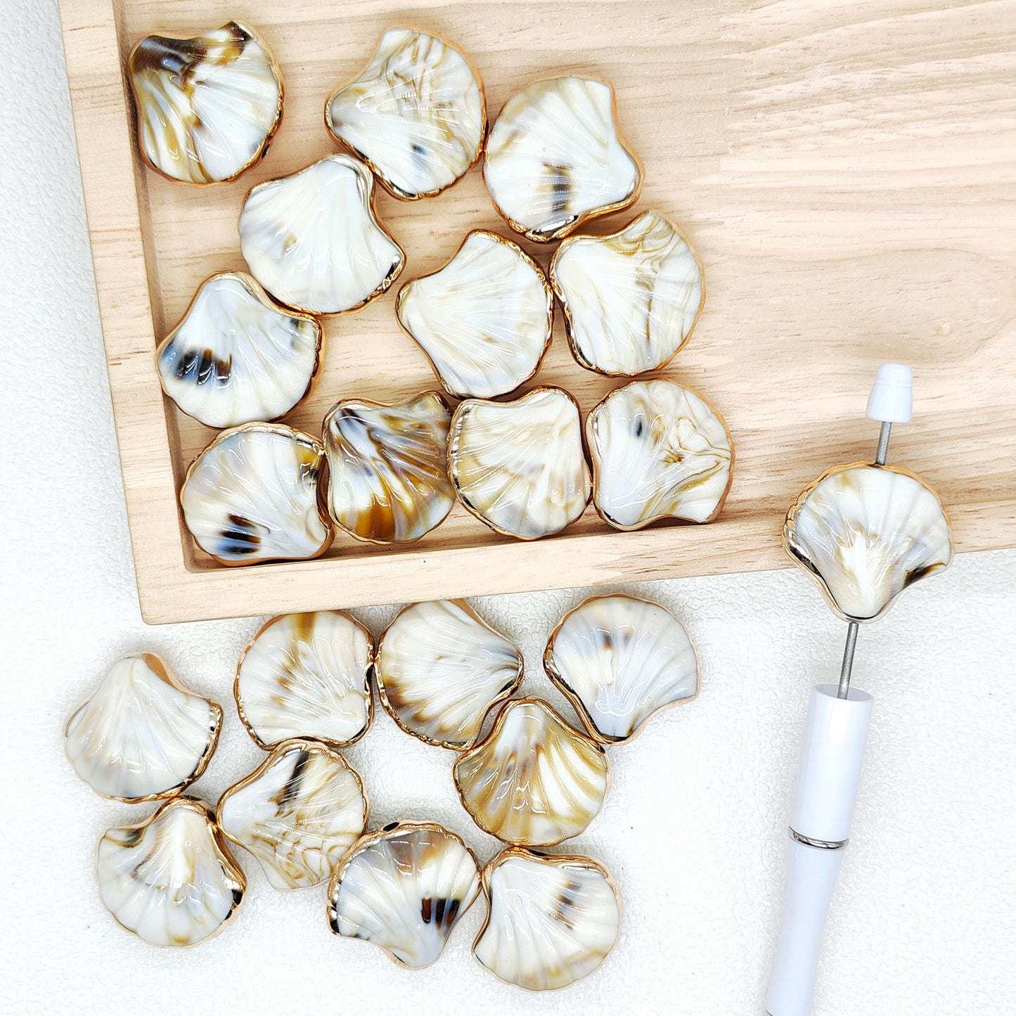 Shell Shape Acrylic Beads For Craft Jewelry,Beach Beads