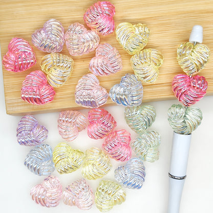 Shiny UV Concha Heart Shape Acrylic Beads,Jewelry Accessories