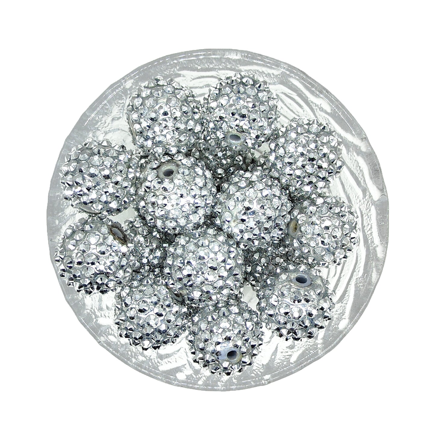 20mm Silver Rhinestone Bubblegum Acrylic Beads