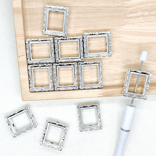 Silver Square Acrylic Focal Frame 28*32mm,DIY Beadable Pen