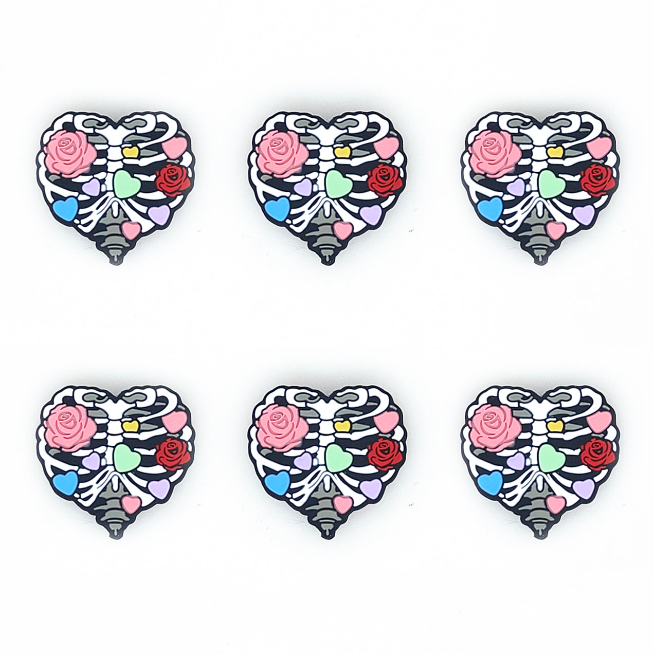 Skeleton Ribs Heart Silicone Focal Bead