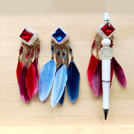 Sparkle Gem Feather Tassel Beads